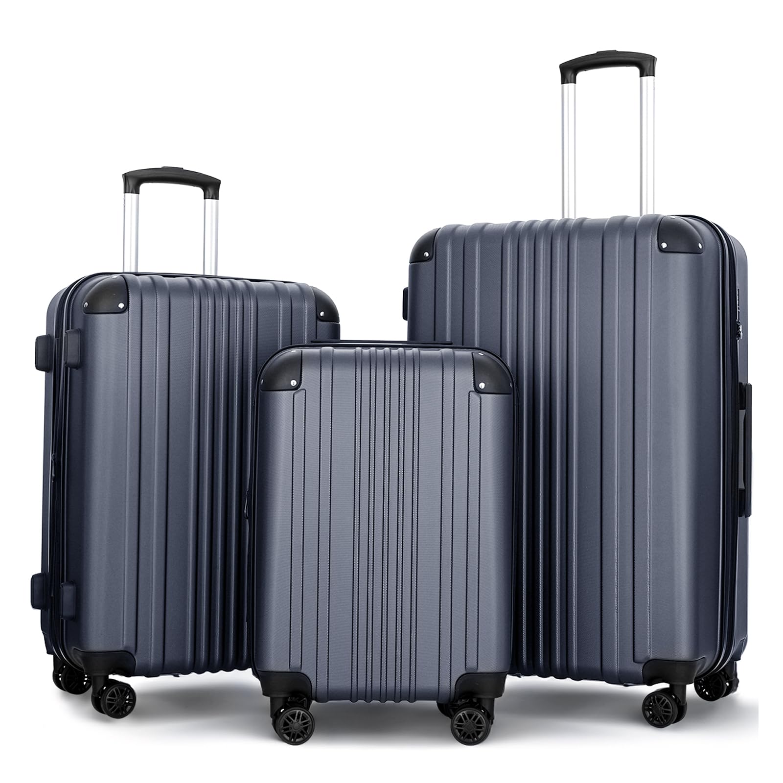 Widfre Luggage Sets 3 Pieces Expandable with Spinner Wheels Hard Suitcases Lightweight with Wheels Travel Luggage TSA Approve (Navy Suitcase Set)