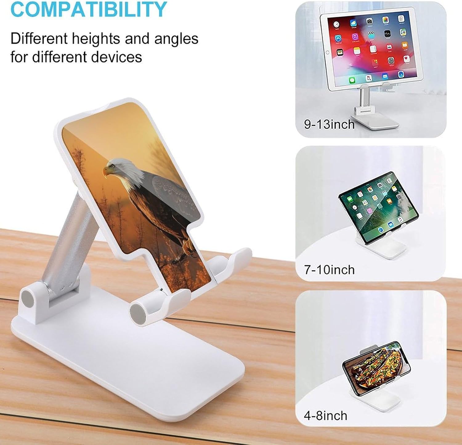 Golden Sunset Bald Eagle Foldable Phone Stand for Desk Taller Stand image 3