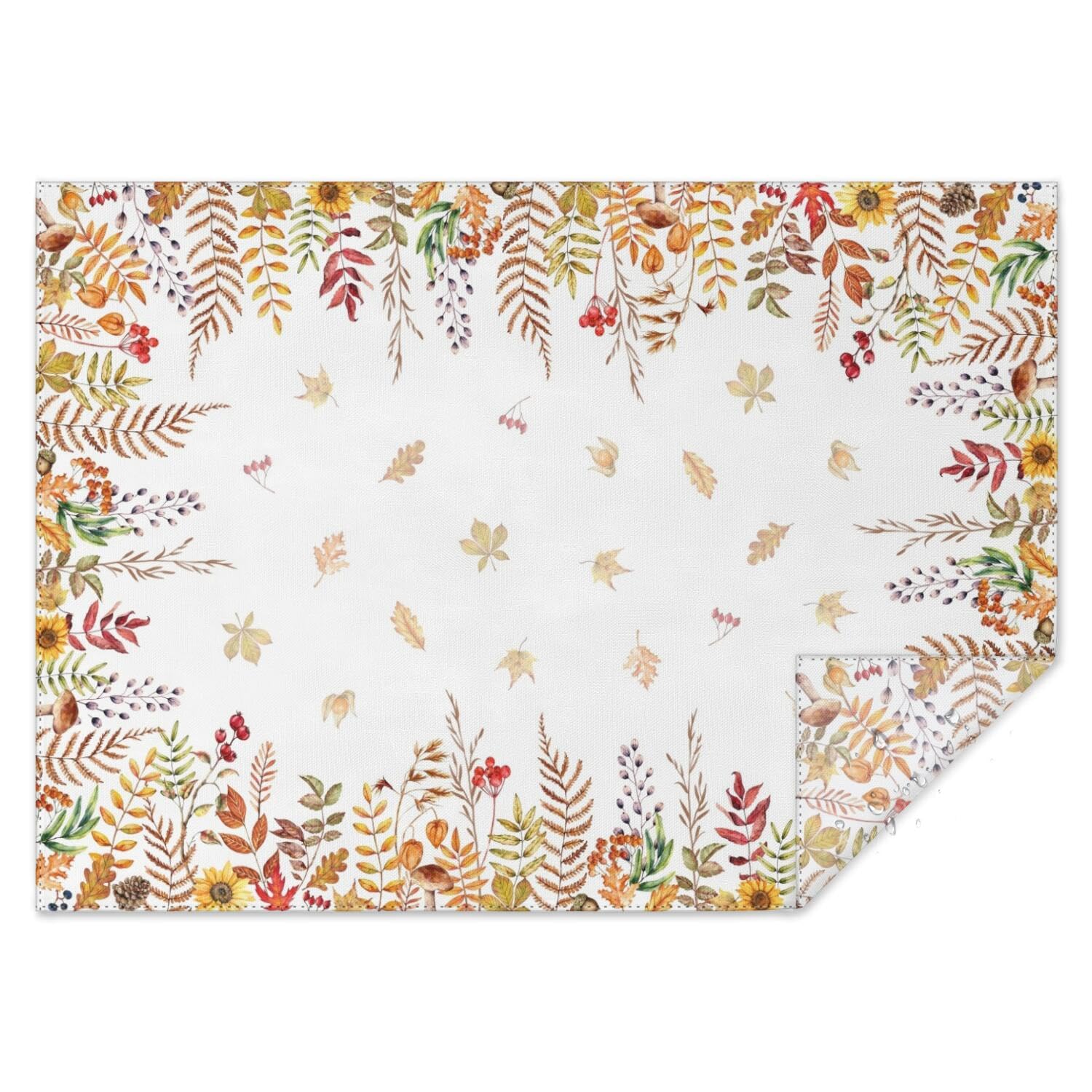 Bnejvif Fall Tablecloths Autumn Leaves Border Fall Table Cloth Waterproof Thanksgiving Tablecloth Rectangular and Oval