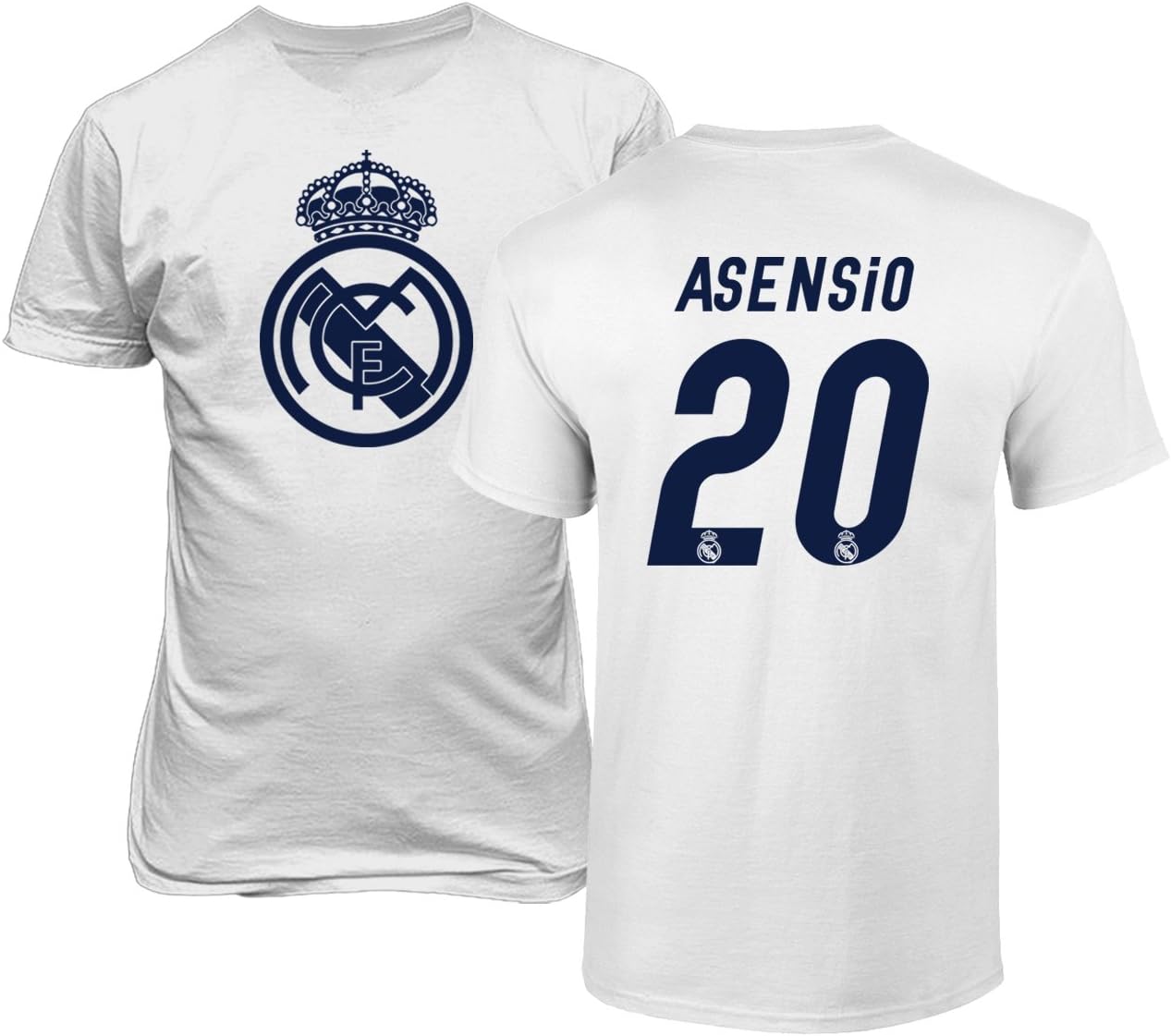 KING THREADS Real Madrid Marco ASENSIO #20 Jersey Shirt Soccer Football Men's T Shirt (White,M)