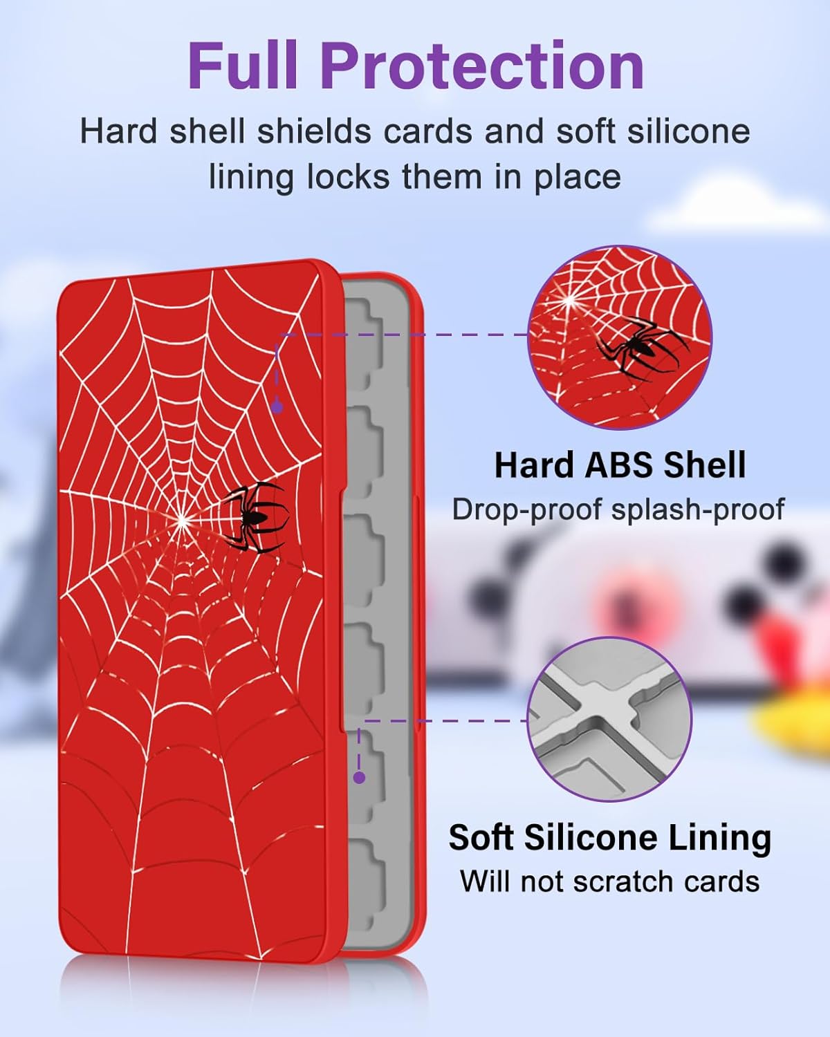 Gurgitat Switch Game Case for Nintendo Switch 2 / Switch / OLED / Lite - Cute Portable Storage Holder with 24 Game Card Slots and 24 Micro SD Cards Cartoon Cartridge for Boys Girls Kids, Red - Image 5