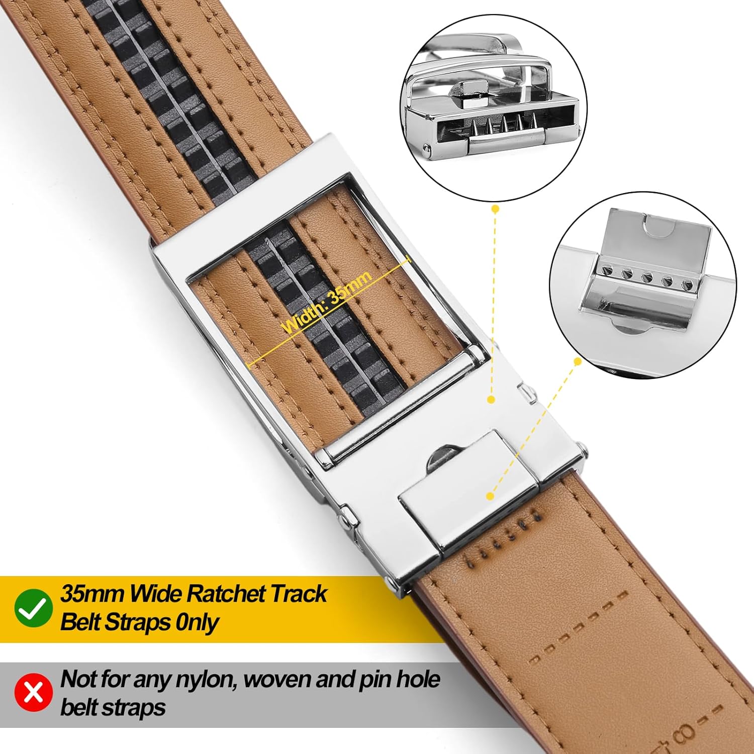 SENDEFN 35MM Ratchet Belt Buckle Only for 1 3/8" Slide Belt Strap Stylish Durable Belt Buckle - Image 3