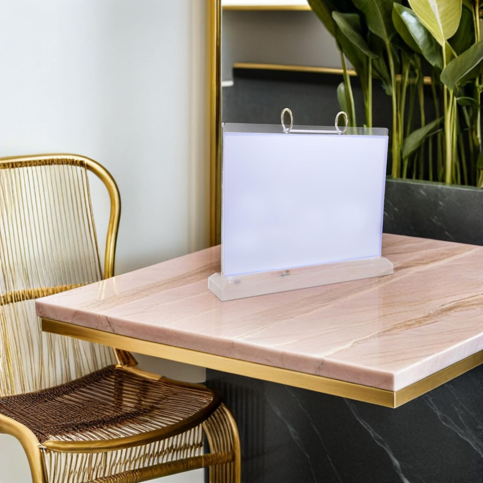 SEWACC Expositor de Menú Horizontal A6 Transparente 6 Fundas Desmontables para Sobremesa Soporte Multipágina de Plástico para Restaurantes y Negocios Portamenús Doble Cara Estable