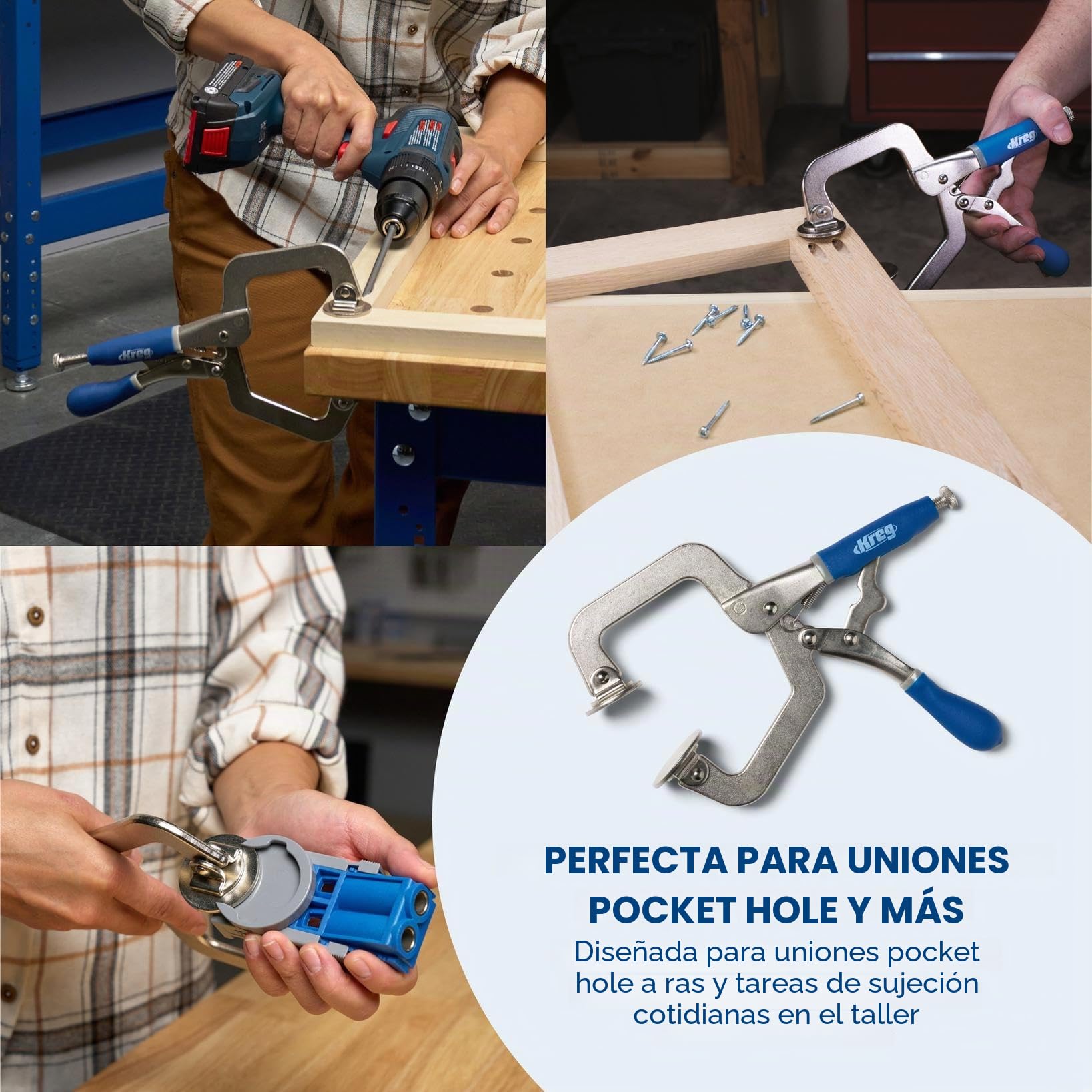 Mordaza de sujeción rápida Kreg Classic 76 mm - compatible con la plantilla para agujeros de bolsillo serie 300, gran fuerza de sujeción, perfecta para bricolaje y artesanos