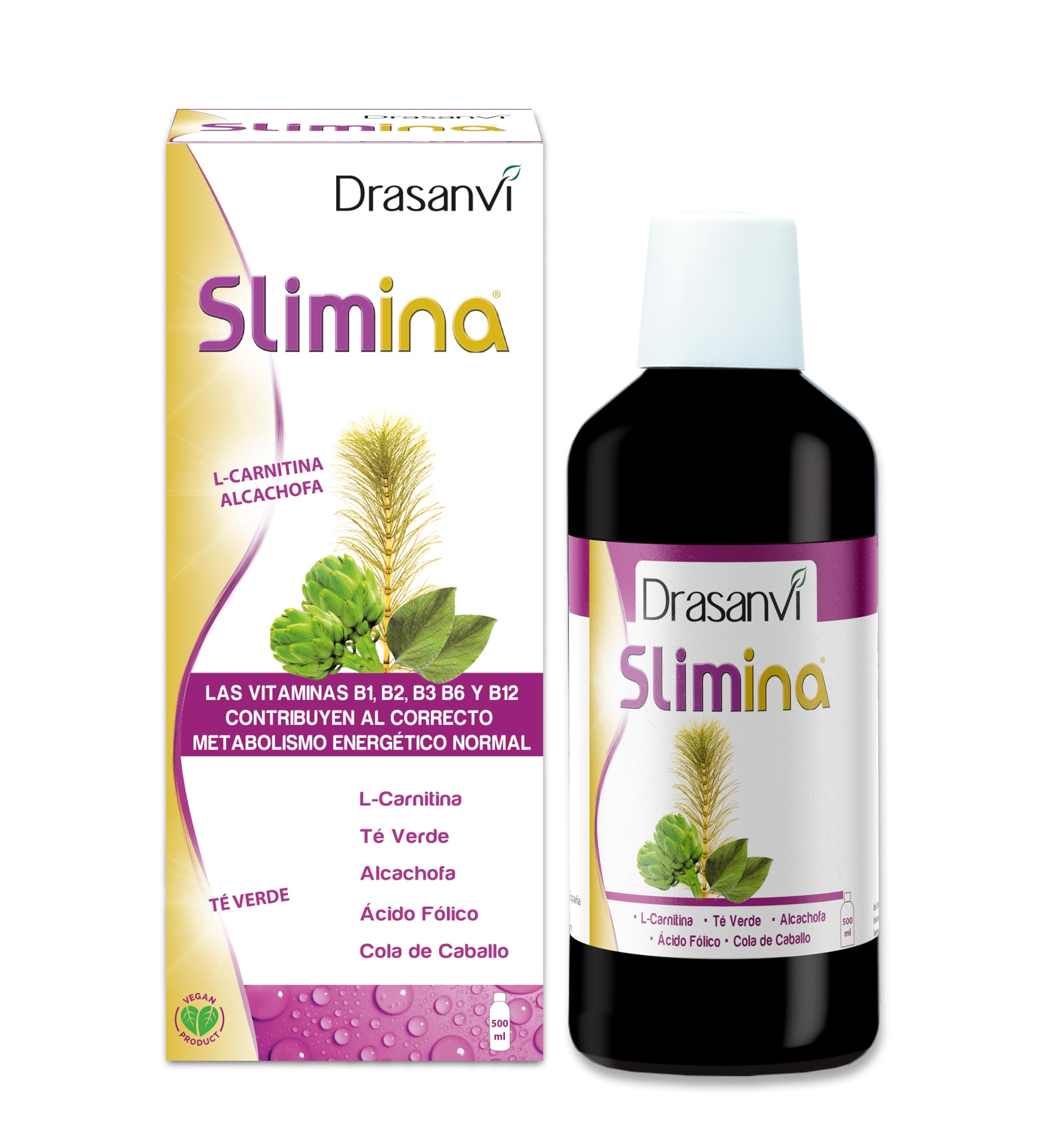 DRASANVI Slimina | Plant Extracts Reinforced with L-Carnitine, Fiber and Vitamins | Horsetail + Artichoke + Green Tea | Helps Eliminate Liquids and Proper Metabolism | 500 ml : Amazon.es: Grocery DRASANVI Slimina | Plant Extracts Reinforced with L-Carnitine, Fiber and Vitamins | Horsetail + Artichoke + Green Tea | Helps Eliminate Liquids and Proper Metabolism | 500 ml : Amazon.es: Grocery