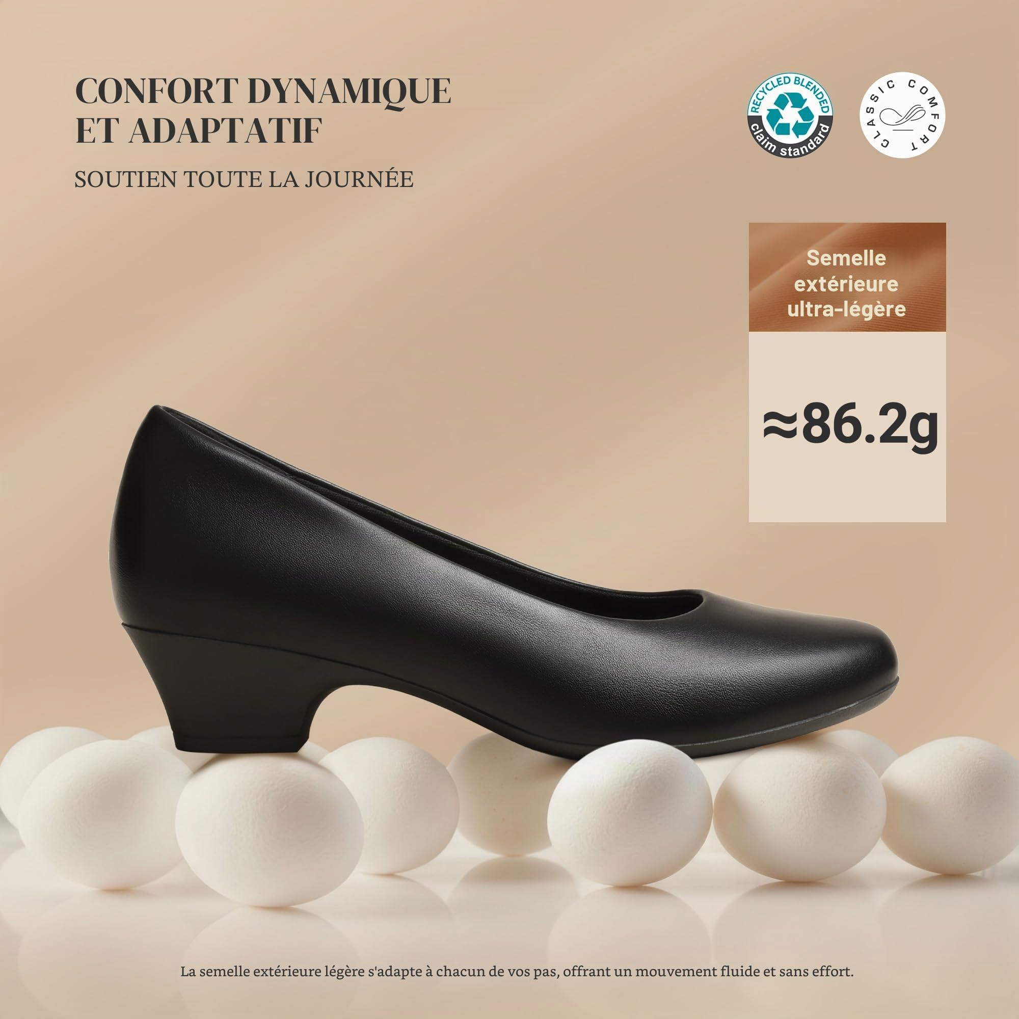 DREAM PAIRS Escarpins Femme Petit Talon Enfile | Soutien de la Voûte Plantaire, Chaussures Travail Bureau Confort Longue Durée