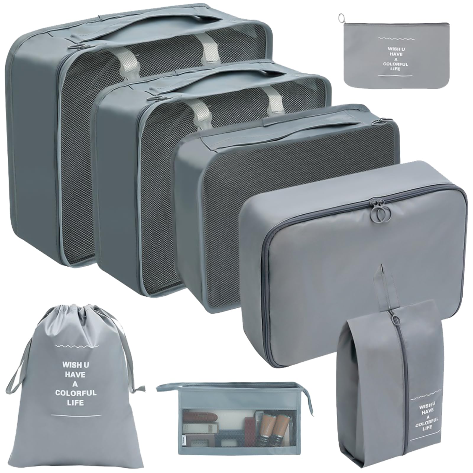 8x / Set Tavel Packing Cubes Waterproof Suitcase Organiser Small Travel Luggage Packing Organisers