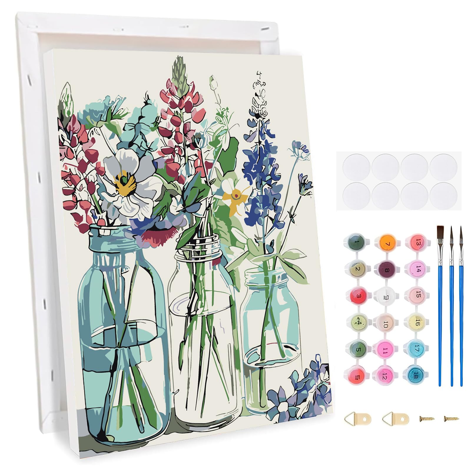 TLIOBLO Framed Vase Flowers Paint by Numbers Kits for Adults Kids Ages 8-12, Paint by Numbers Flowers Kits with All Accessories, DIY Painting on Canvas for Home Decor Gifts 8x12in โ image 1