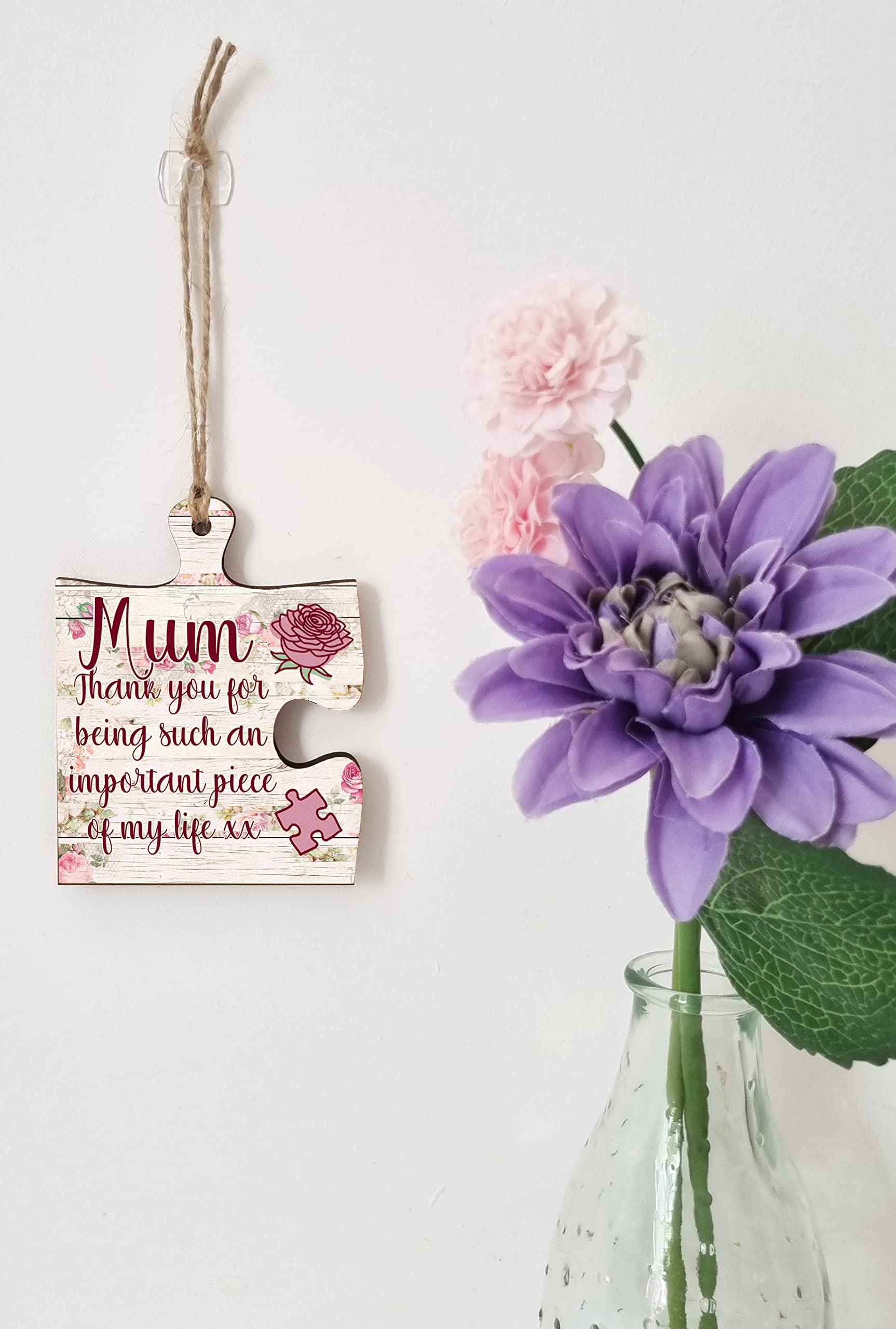 Targa Decorativa A Forma Di Puzzle 'Grazie Mamma' – Legno MDF 6mm – Idea Regalo Festa Della Mamma