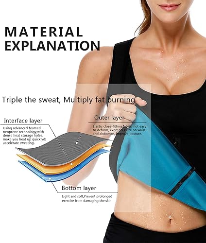 Miniatura 2 de Chaleco de sauna de neopreno para mujer, entrenador de cintura, sudor caliente, corsé delgado con cremallera, camiseta sin mangas para entrenamiento