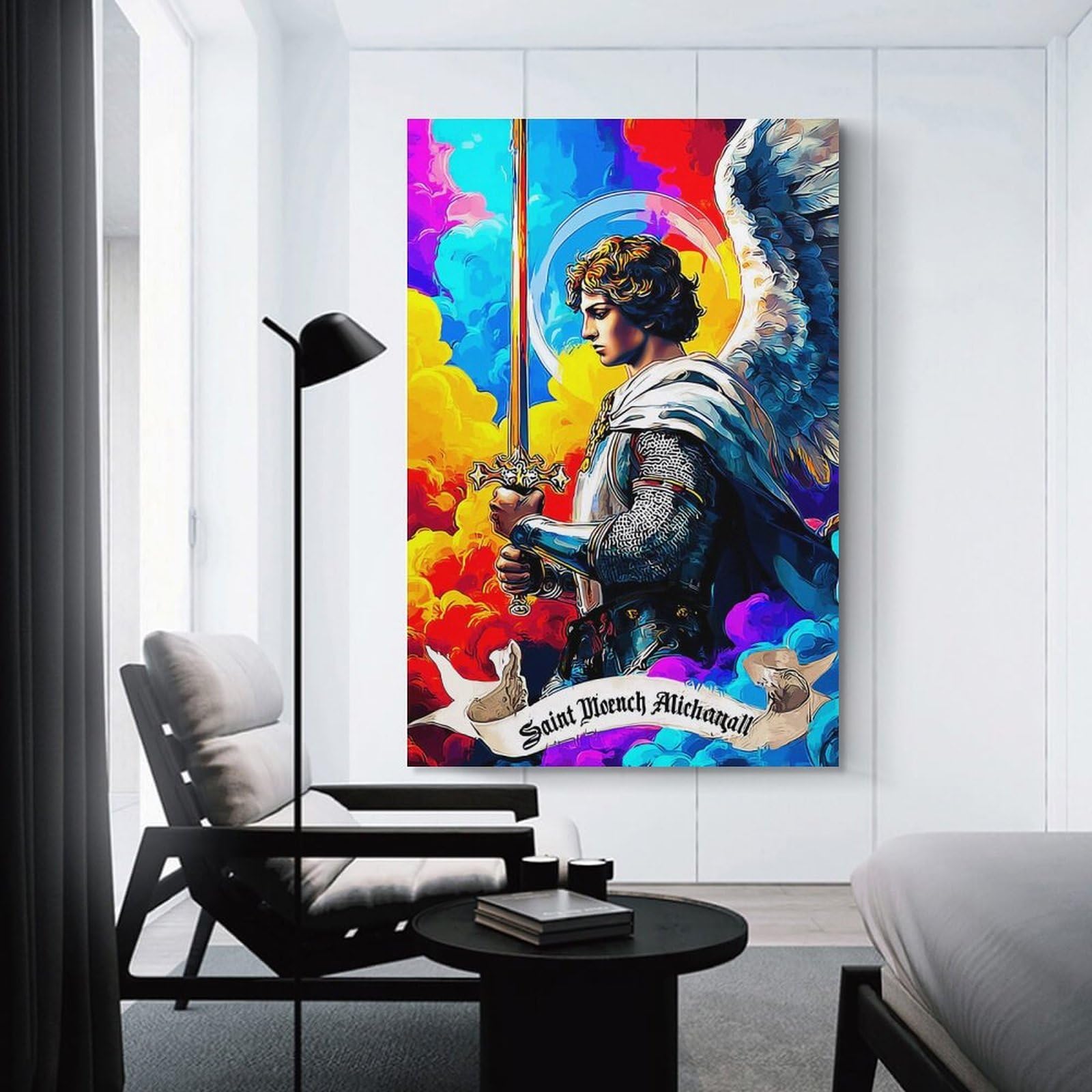 Canvas Print Wall Art Picture For Home Decor Saint Michael Angel of Justice Panel Pictures And Artwork Oil The Decoration Art Photo Prints 12x18inch(30x45cm)