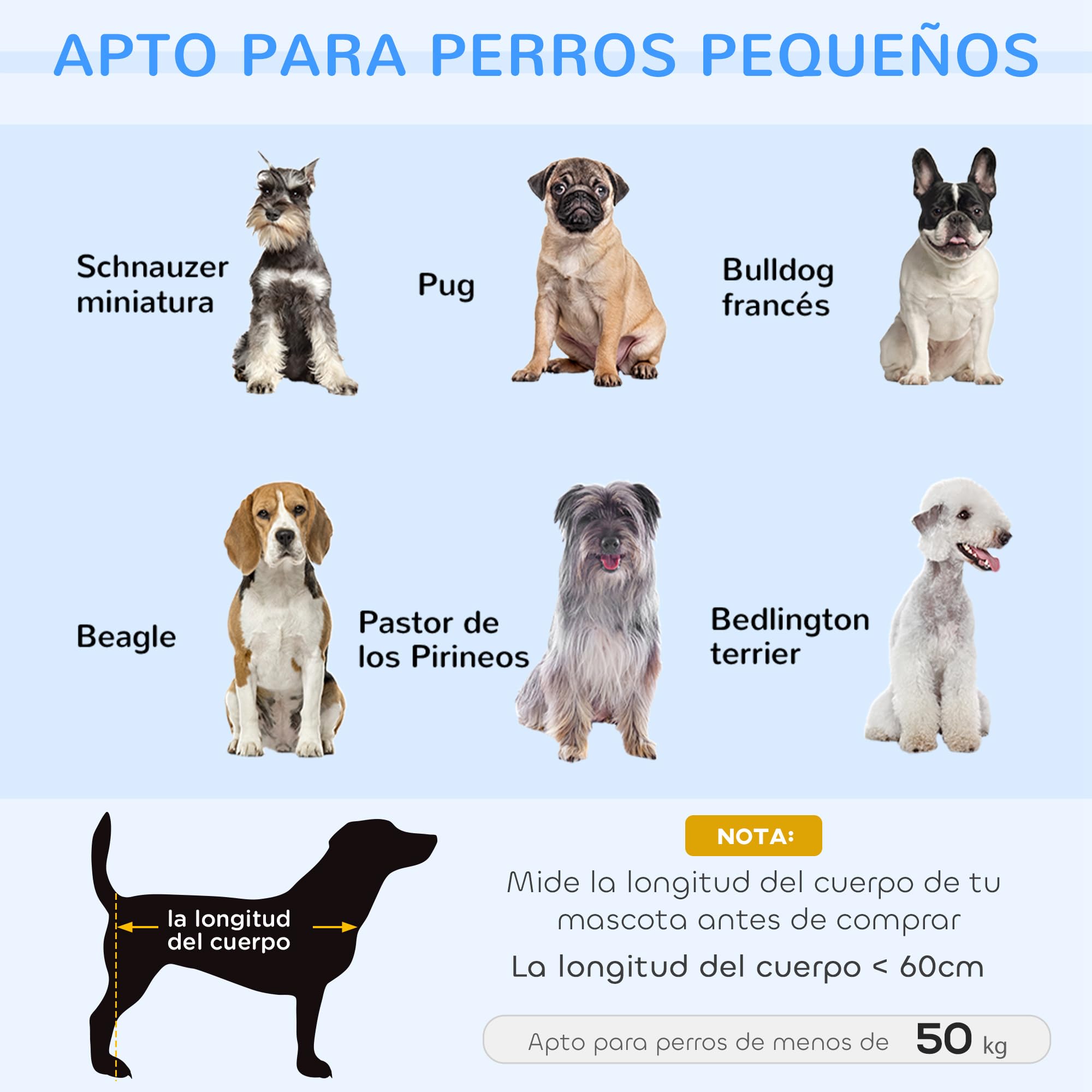 PawHut Sofá para Perros Pequeños, Cama para Perros Elevada con Patas de Madera, Cojín Desmontable y Funda Lavable, Carga 10 kg, 86x55x33 cm, Azul