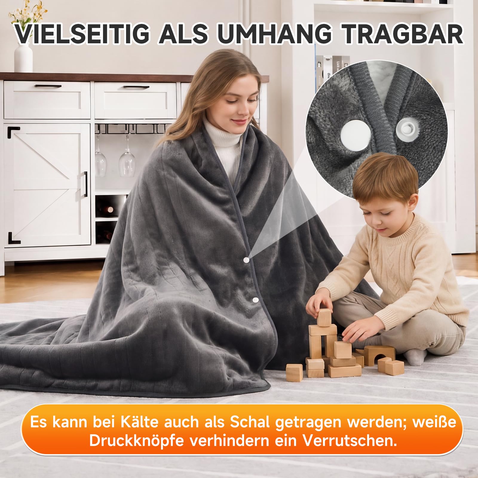 HAUSPROFI Heizdecke mit Abschaltautomatik 200x180cm, Elektrische Wärmedecke