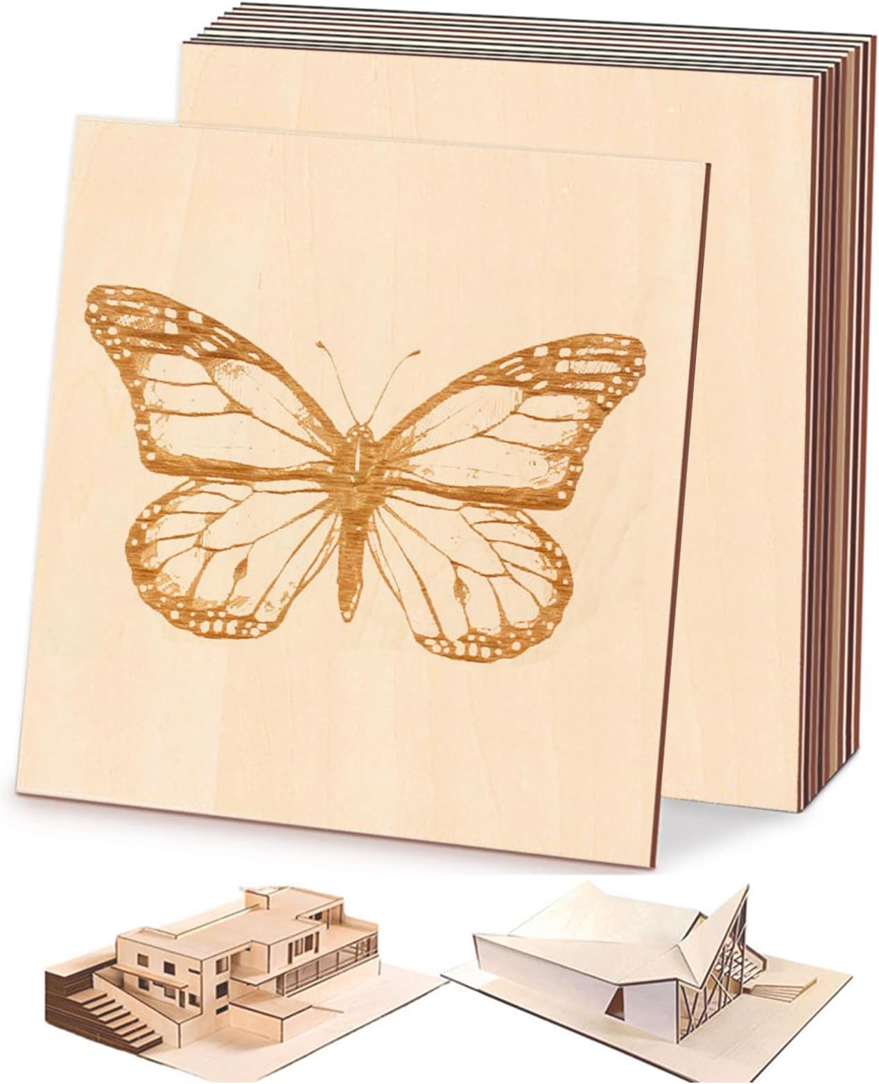 80 Stück Lindenholzplatten 10x10 Cm – 2 Mm Dick, Unlackiert, Für DIY & Basteln