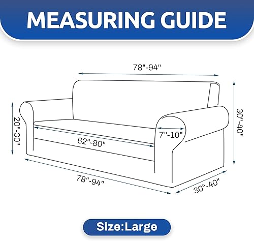 Miniatura 4 de KEKUOU - Funda elástica para sofá de 3 plazas (de 79 a 94 pulgadas), protector de muebles de 3 asientos con parte inferior elástica para niños o