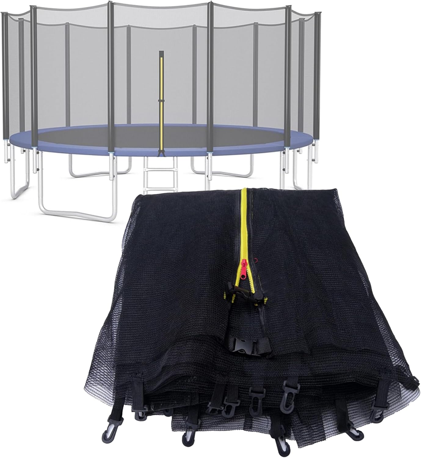 Trampoline Net Replacement, 8/10/12/14/16FT Round Trampoline Safety Netting Protective Enclosure with Double Head Zipper