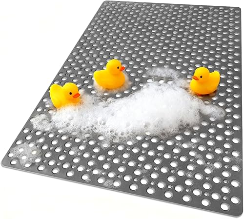 Yonala - Tapete de ducha extra grande de 47 x 32 pulgadas, antideslizante, para ducha interior, tapete de ducha de TPE suave con ventosas y agujeros