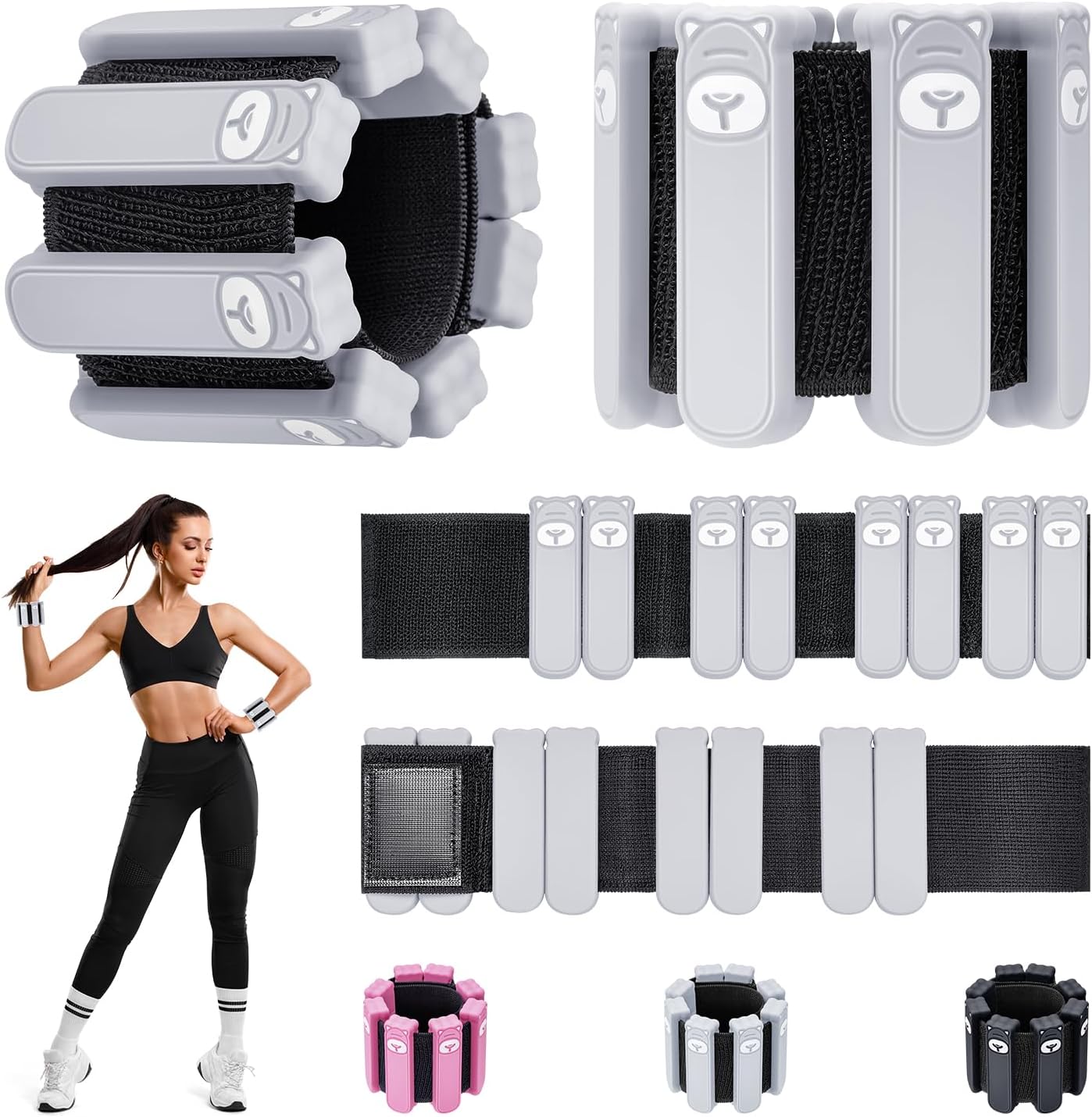 Wrist Ankle Weights Set of 2(1lb Each), Adjustable Silicone Weighted Wristbands for Women Men, Wearable Arm & Leg Weights for Pilates, Walking, Workout Exercise
