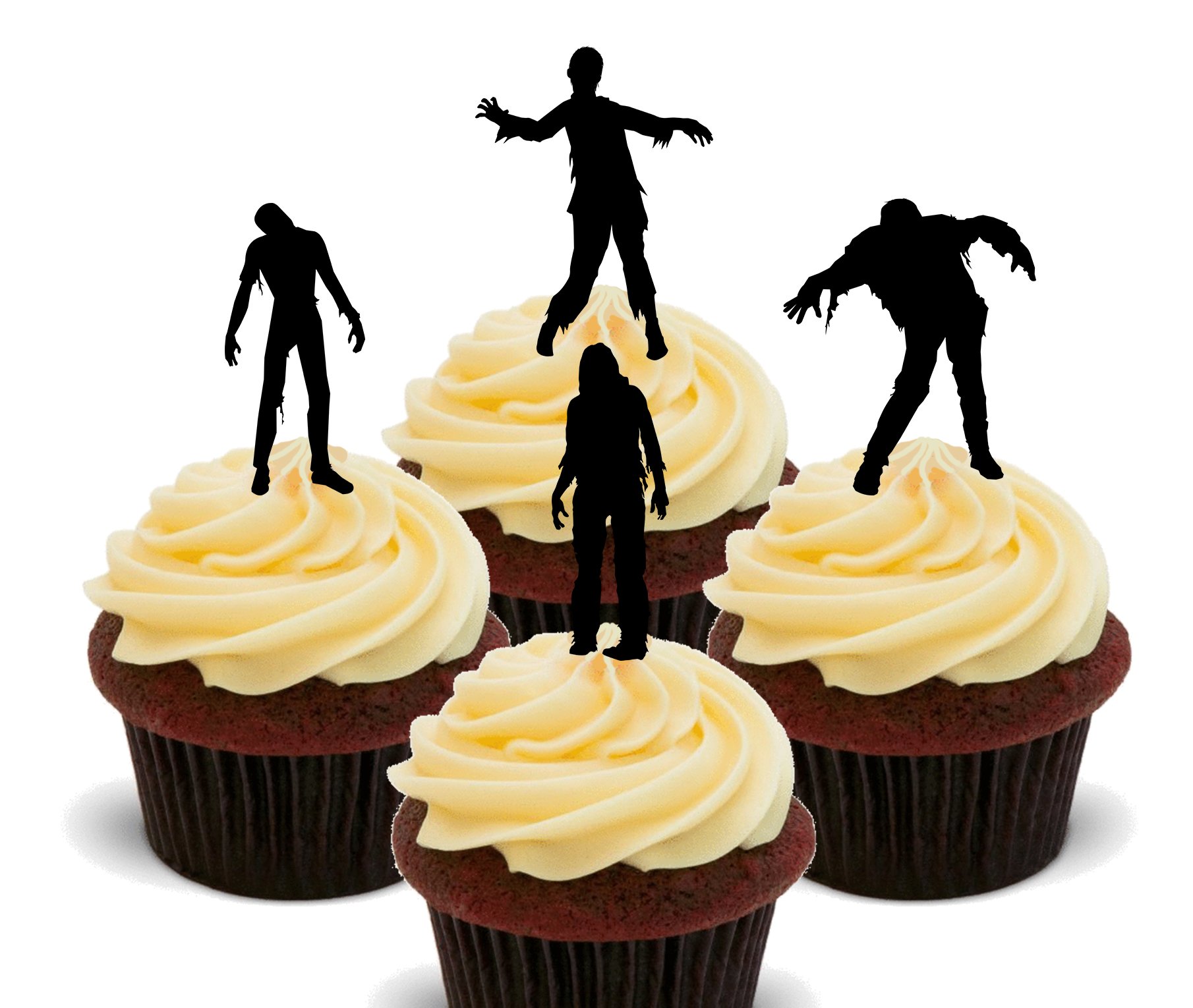 Made4you Zombie Silhouettes - Edible Cupcake Toppers - Stand-Up Wafer Cake Decorations (Pack Of 12)