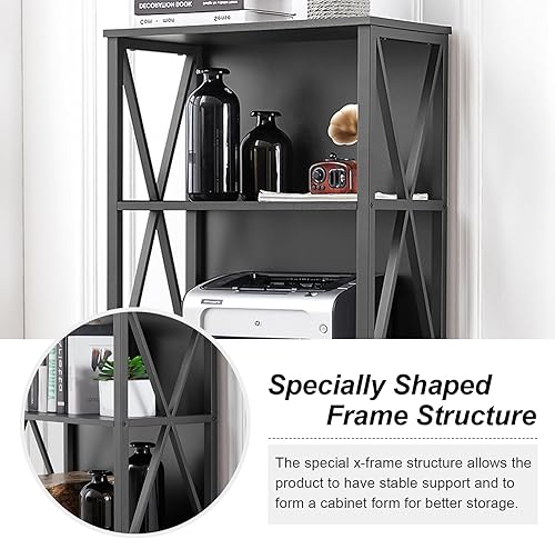 Miniatura 5 de HOMISSUE Estantería de 6 niveles, estantería de metal de madera rústica, estantería abierta independiente, estantería alta industrial para oficina