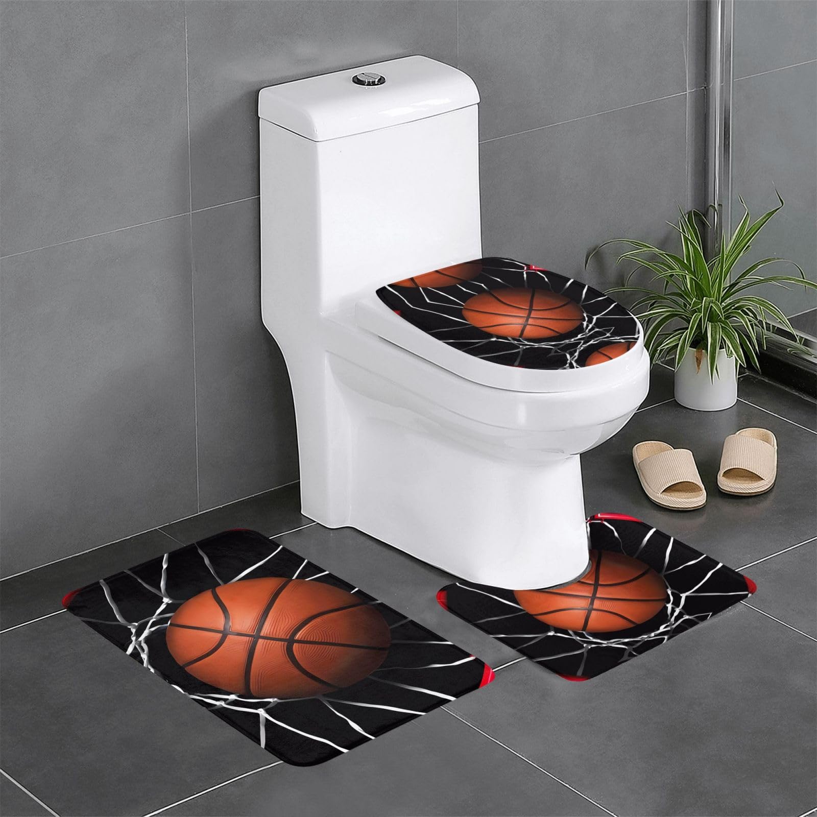 Tapis de salle de bain basket-ball absorbant lot de 3 tapis douche maison