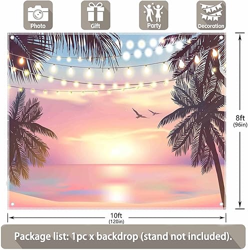 Miniatura 10 de ZTHMOE Tela de verano rosa de 7 x 5 pies, telón de fondo de playa hawaiana Luau tropical, Aloha Tiki decoraciones de fiesta de cumpleaños, baby