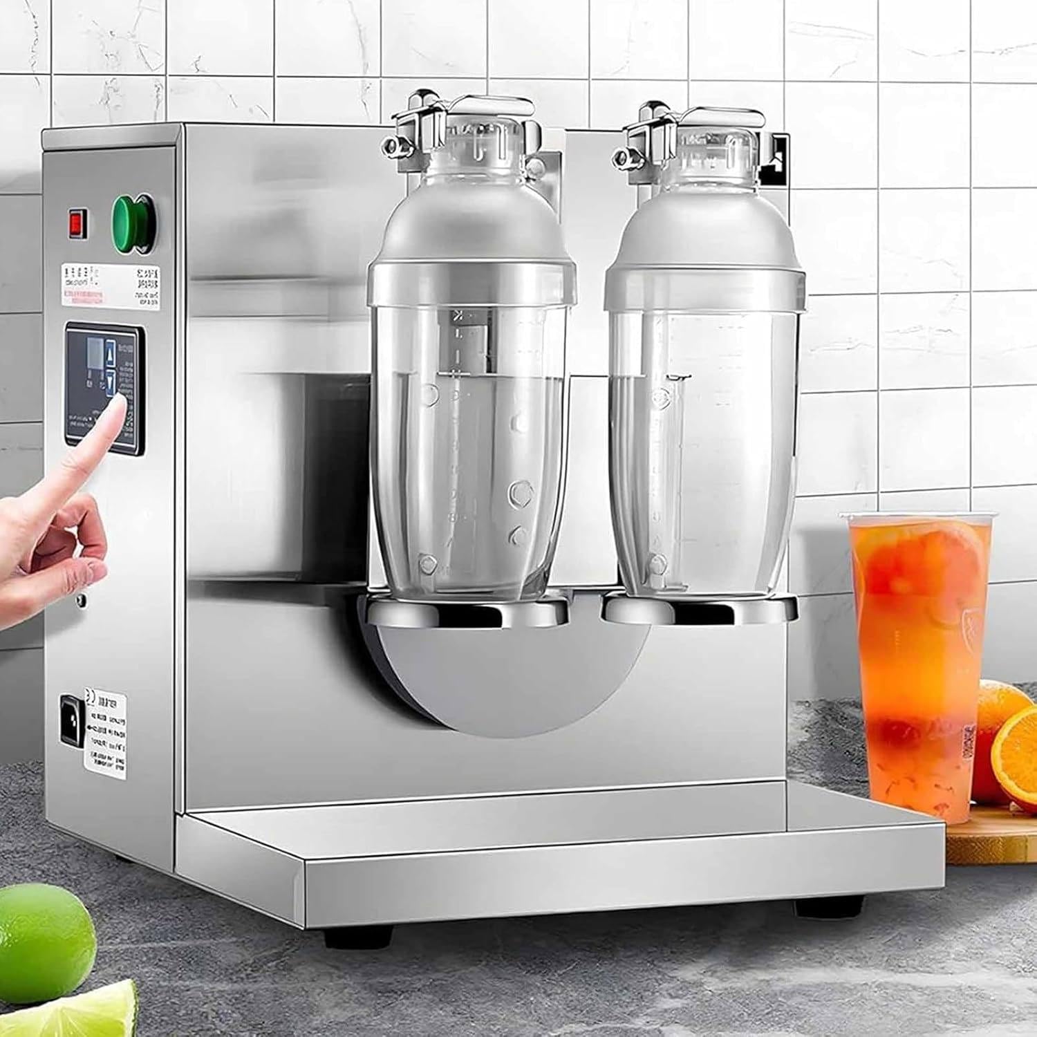 Commercial Electric Bubble Tea Shaker Machine, 120W Milk Tea Shaking Machine, Electric Bubble Tea Shaker Machine, Double Head Swing, 0-120s Adjustable Timer, for Bubble Tea, Boba, Juice, Coffee