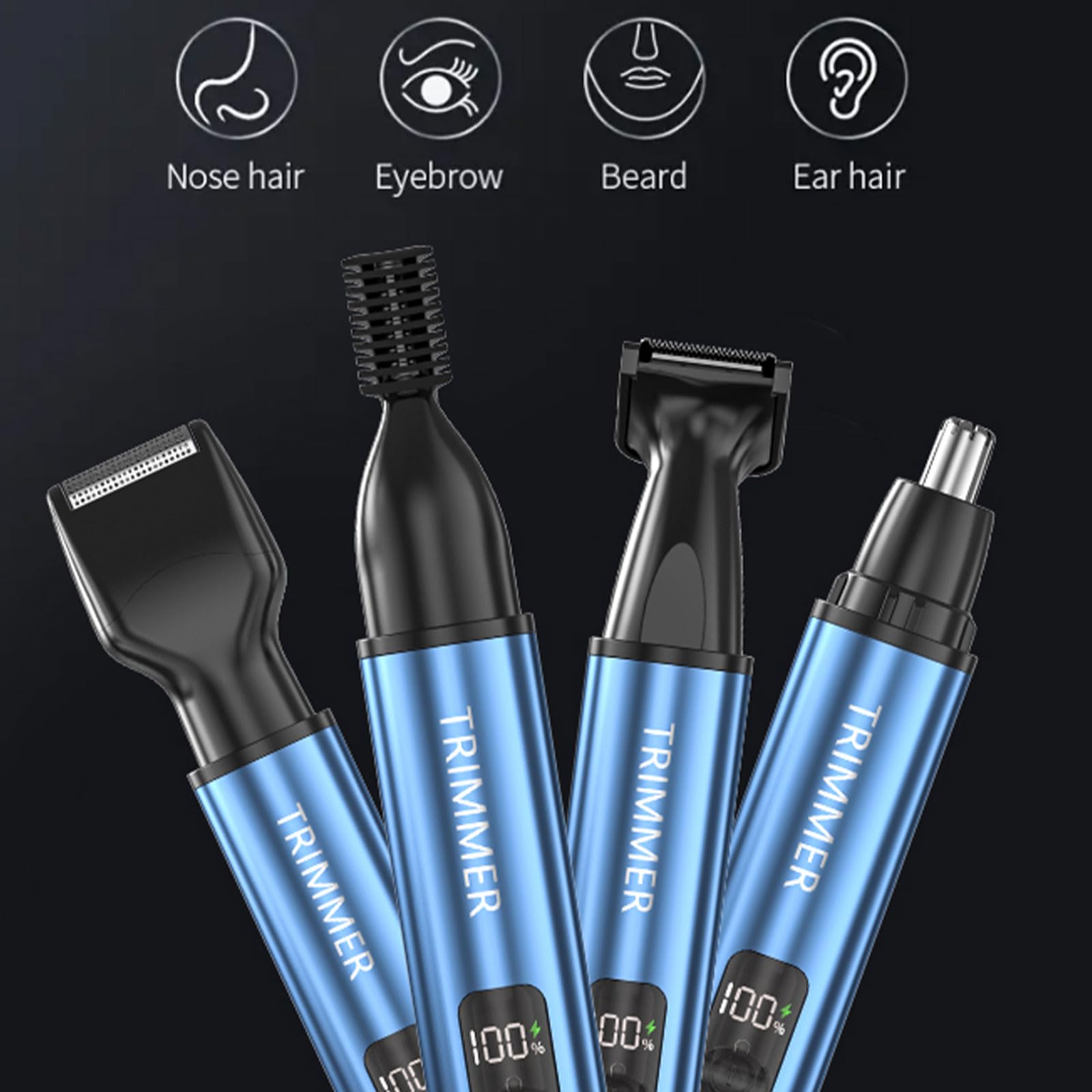 Rasoio per capelli naso Strumento da barba elettrico 4 in 1 Dispositivo per la toelettatura Rasoi elettrici Strumento per la toelettatura ricaricabile USB Dispositivo portatile