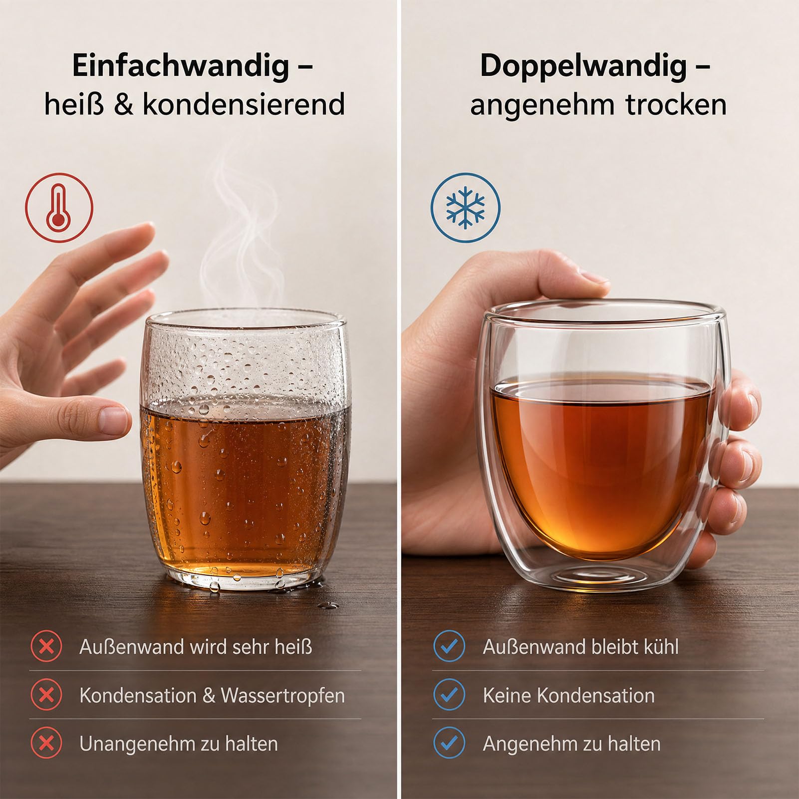 Generisch Doppelwandige Trinkgläser aus Borosilikatglas (450, Milliliter)