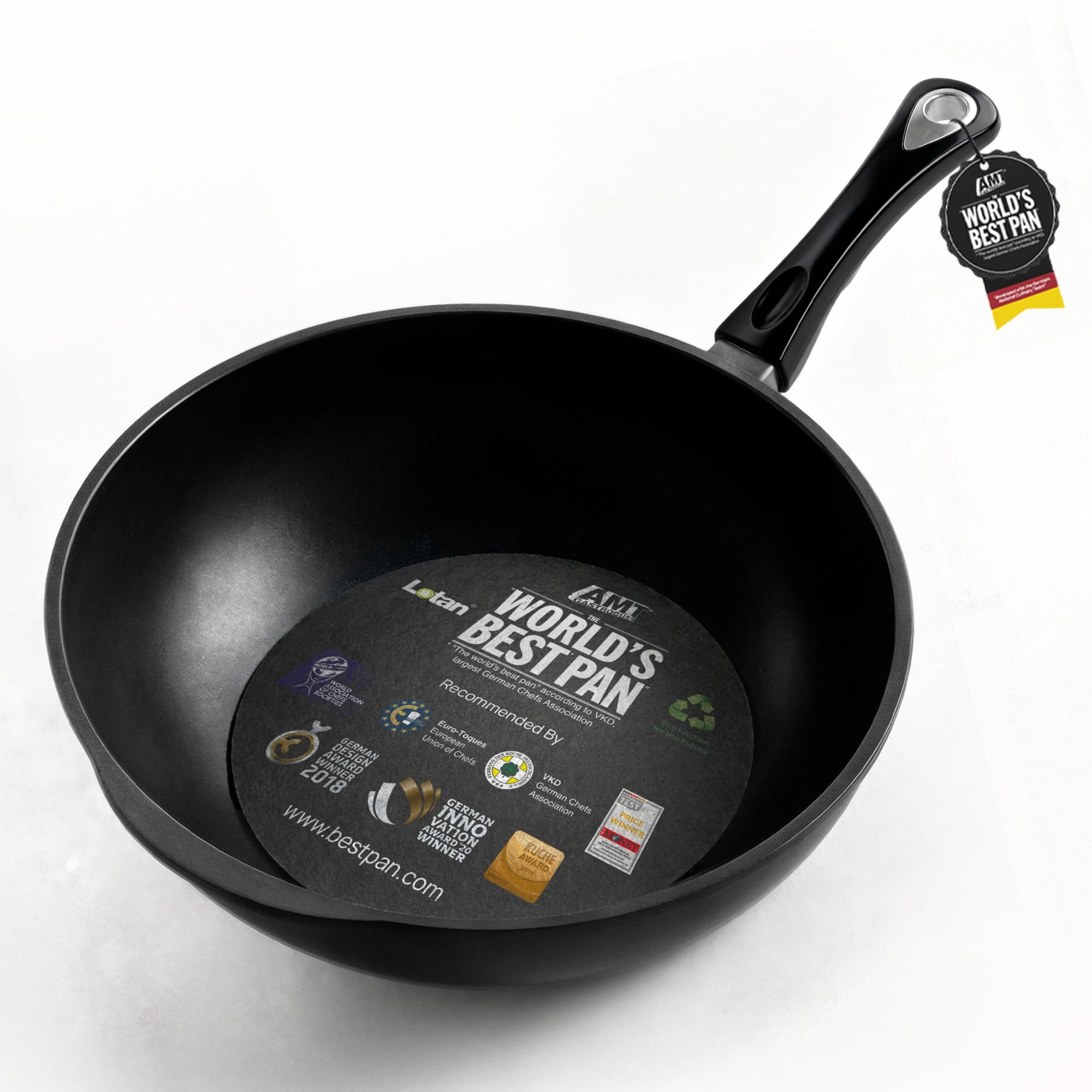 AMT Gastroguss AMZN-1032S-E, wok, fonte d'aluminium, revêtement antiadhésif