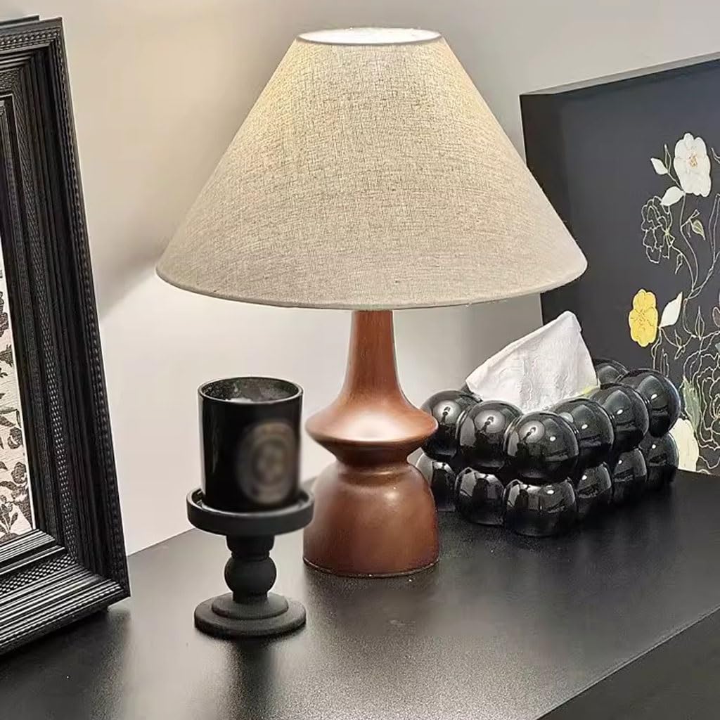 Lampka nocna dekoracyjna lampa stołowa kreatywna prosta z tkaniny z litego drewna atmosfera salonu nocna sypialnia retro nowoczesna lampa dekoracyjna dla Zuhause