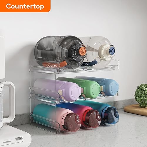 Miniatura 7 de Lifewit Organizador apilable para botellas de agua para gabinete, soporte para botellas de agua extragrande, organización y almacenamiento de