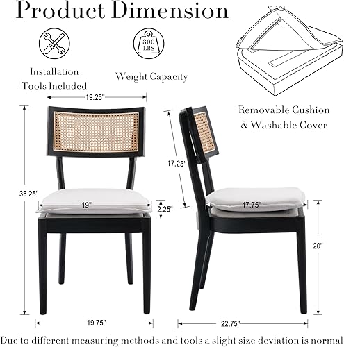 Miniatura 2 de Juego de 4 sillas de comedor de ratán estilo casa de campo, sillas de comedor francesas de lino con respaldo hueco, sillas de comedor de doble Lino