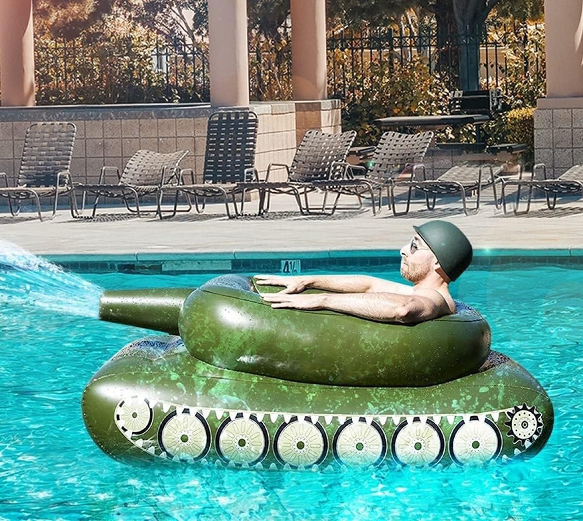 Inflatable Pool Tank Swimming Float, Inflatable Swim Seat Water Cannon