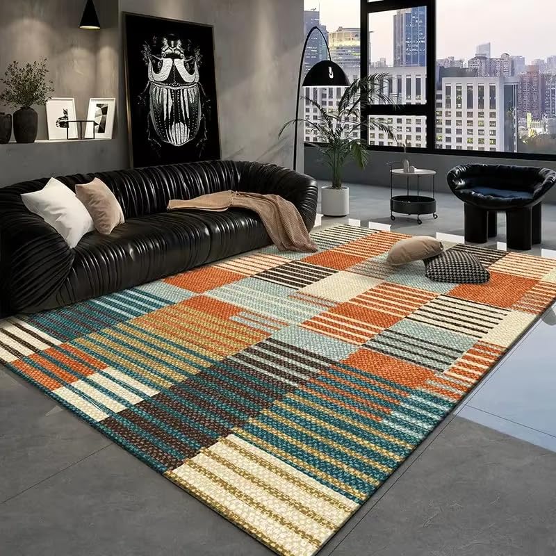 Tapis géométrique lavable pour salon et chambre : fini les glissades au sol