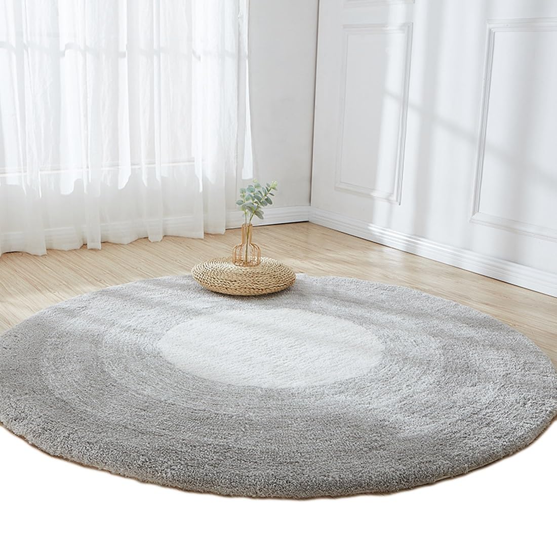 Tapis Épais À Dégradé Circulaire, Tapis Lavable pour Chambre À Coucher, Salon, Bureau À Domicile, Tapis De Sol, sous Canapé-lit Ou Table(Pattern C,120cmx120cm)