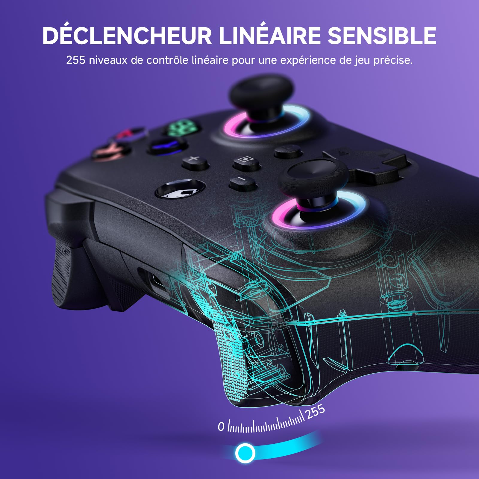 ECHTPower Manette Switch Galaxy, 2025 Nouvelle Manette Switch 2 Sans Fil avec RGB/Hall Trigger/Macro/Shift/Turbo/Vibration, Manette Pro Controller Bluetooth Compatible avec PC/Switch/OLED/Adroid/iOS