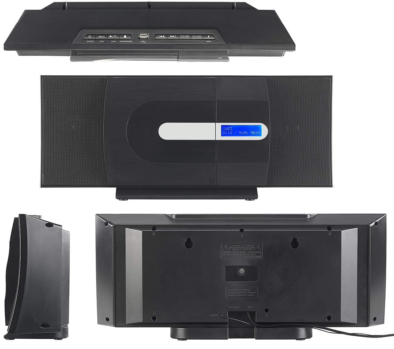 auvisio Kompaktanlage Vertikal: Vertikale Design-Stereoanlage, FM/DAB+, Bluetooth, CD, MP3, AUX, 40 W (Kompaktanlage DAB+ Design, Radio CD, Wecker)