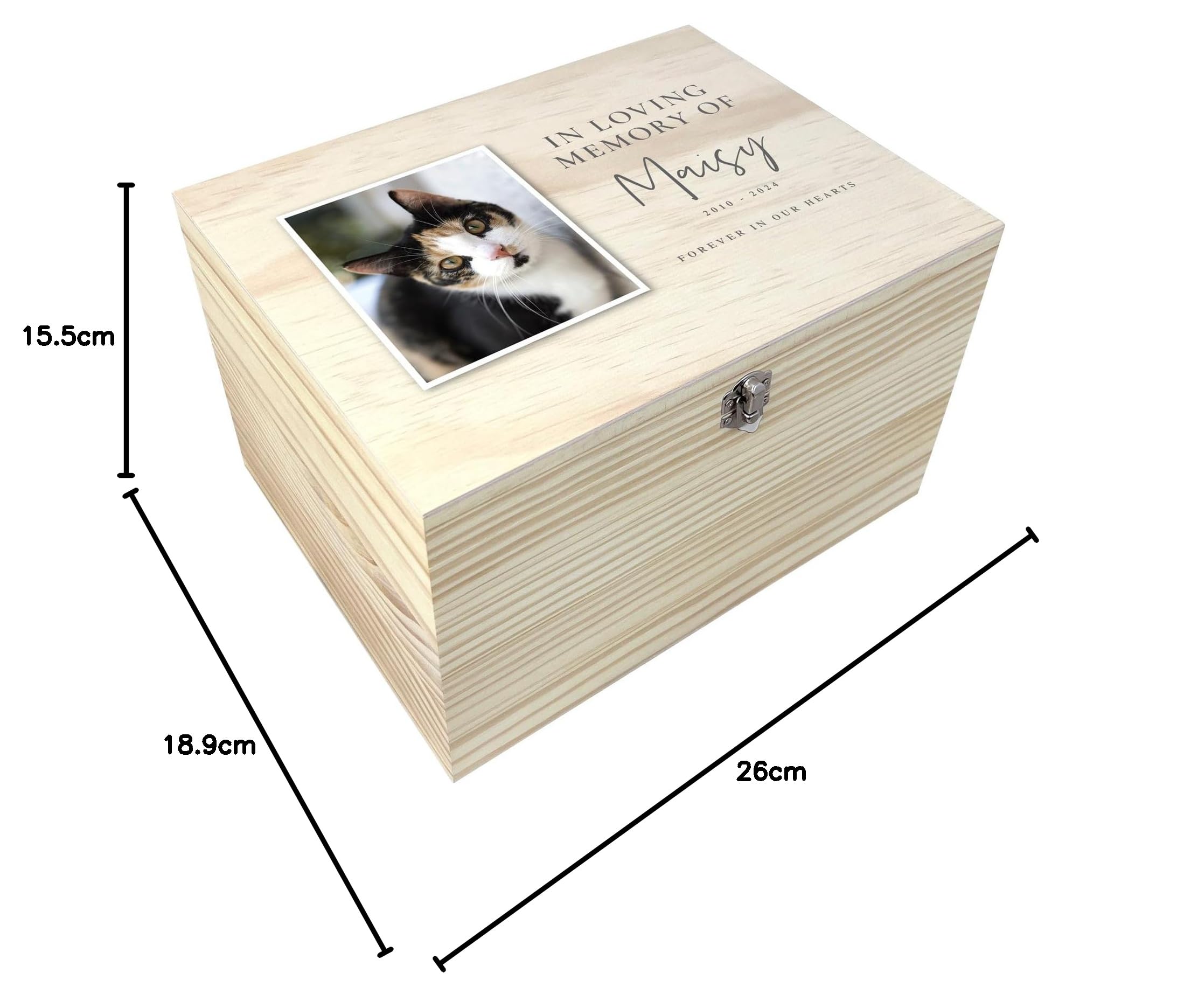 Caja de recuerdo personalizada con foto de mascota "In Loving Memory Of", regalo de condolencias por la pérdida de mascotas, 26 cm de ancho x 18,9 cm de profundidad x 15,5 cm de alto