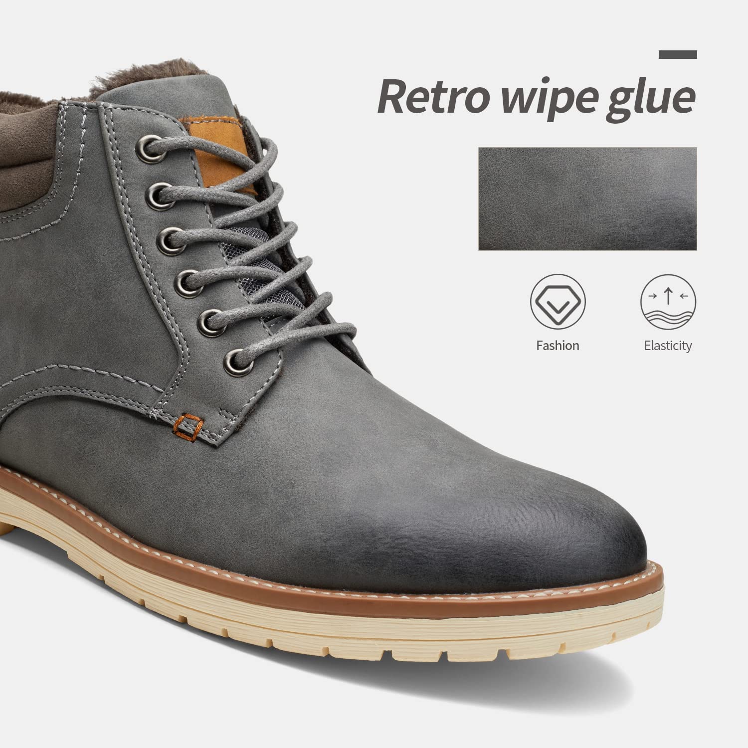 Vostey Men's Boots Casual Snow Boots for Men Hiking Winter Boots Mens(BMY673 grey cotton size 11)