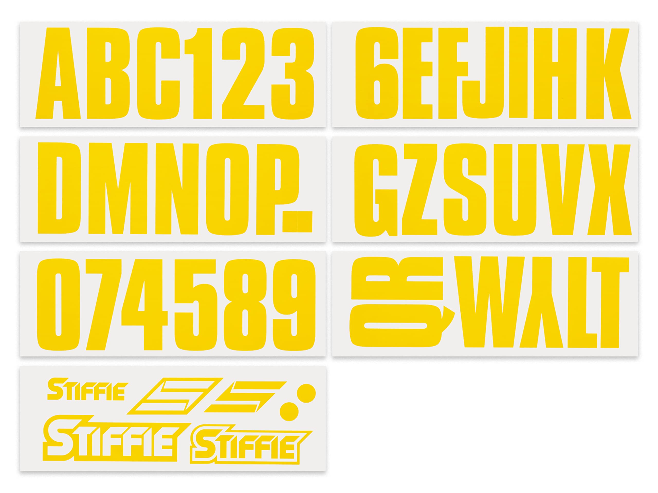 Stiffie Uniline - Adesivi per identificare i numeri alfa-numerici da 7,6 cm, colore: Giallo