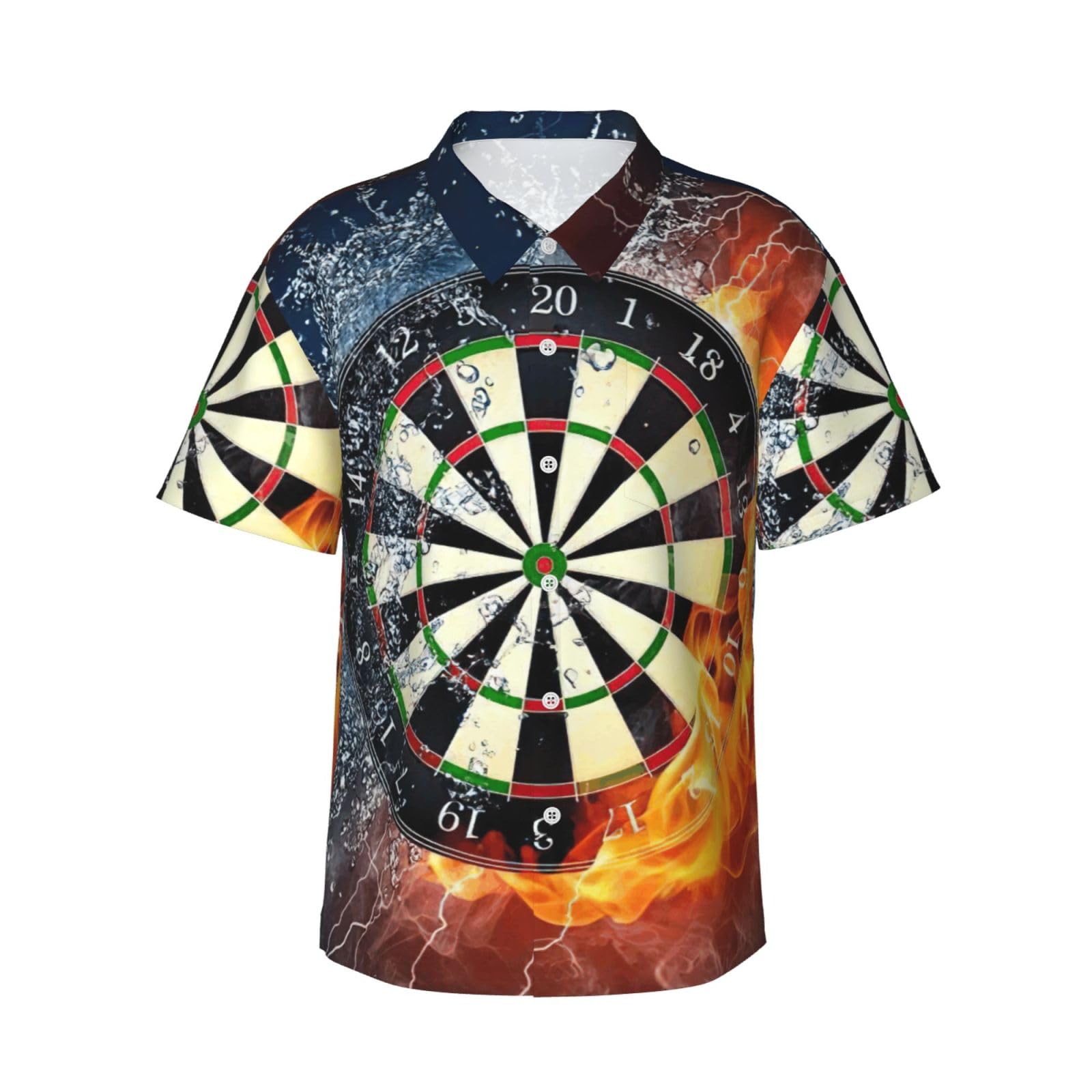Jejea Men's Black Dart Board Print Hawaiian Shirt For Short Sleeve Button Down, Summer Beach Shirts,Casual Cuban Top
