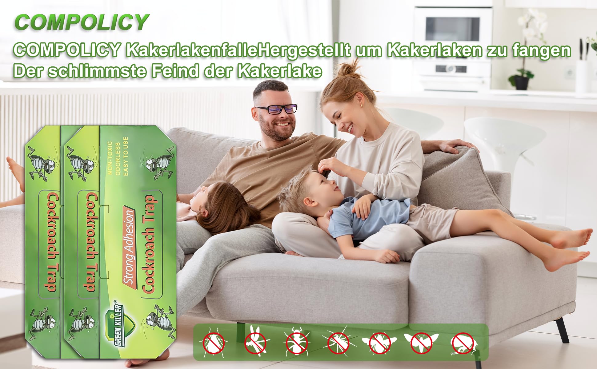 Schabenfalle 10 Stück, Kakerlakenfallen zur Bekämpfung von Schaben, Bettwanzen und Staubläusen - Ungiftige Monitoring-Falle, Kakerlaken-Klebefalle für Küche (10, Grün) (10, Grün-8)