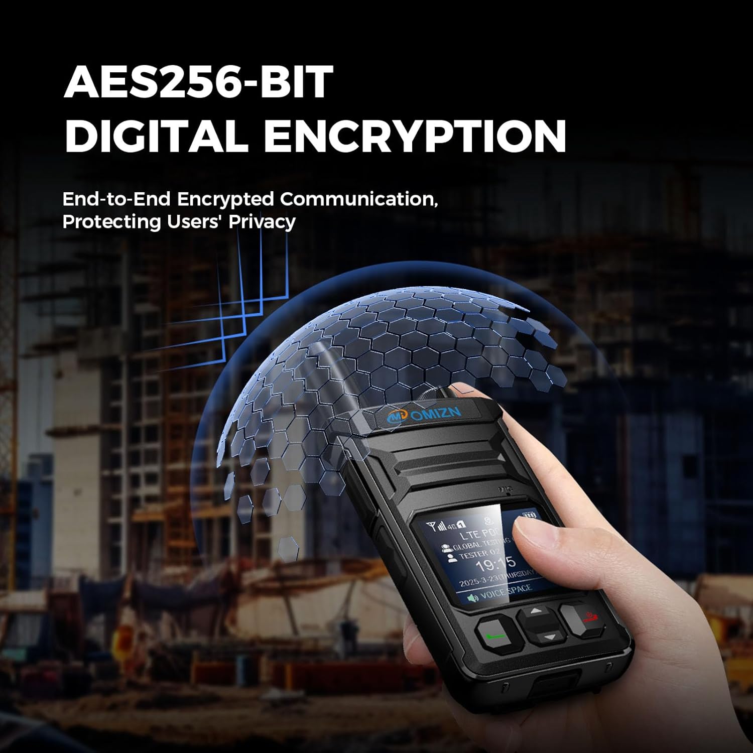 OMIZN T6 Walkie Talkie with AES-256 digital encryption illustration