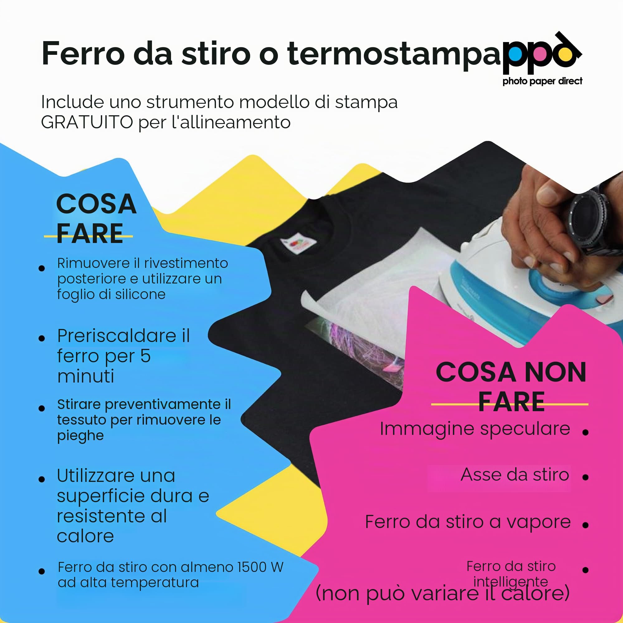 PPD A4 20 Fogli di Carta Trasferibile Termoadesiva Professionale Inkjet - Tessuti Scuri - PPD-4-20
