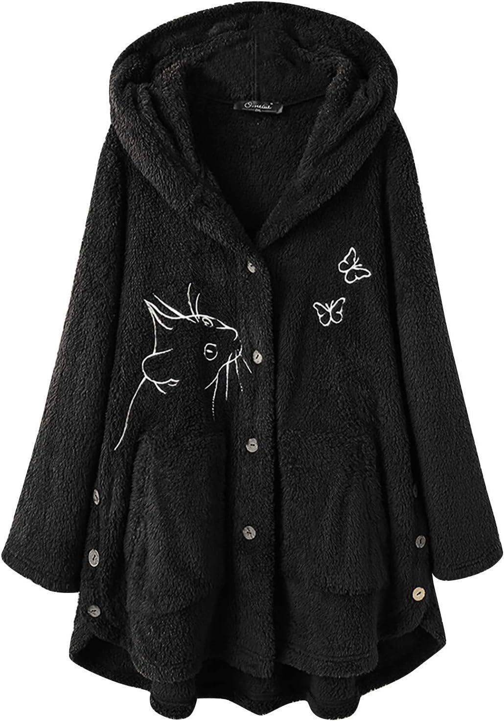 Gkojhj Hoodie Women's Teddy Fleece Jacket with Hood Warm Hooded Jacket Zip Plush Jacket Fleece Jacket Transition Jacket Autumn Winter with Pockets Casual Plain Plush Jacket