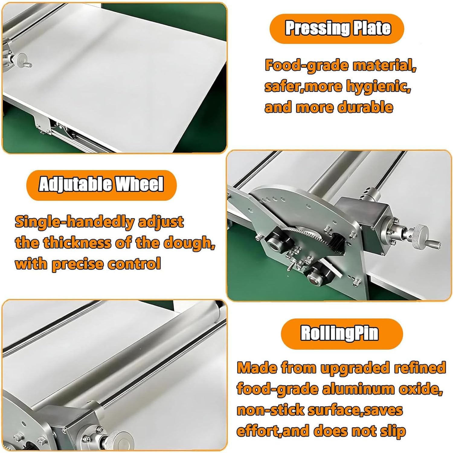 Espátula eléctrica Comercial para Masa, Grosor Ajustable de 2 a 30 mm, Acero Inoxidable Apto para Uso alimentario y Tablero Antiadherente de PE, Equipo Profesional para repostería 1i2
