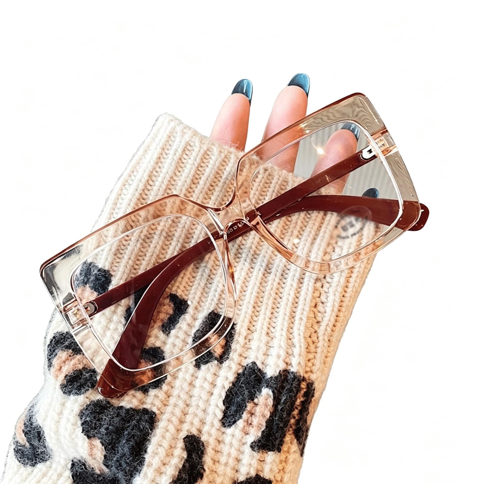 Gafas de lectura cuadradas de diseño champagne y gafas sin receta