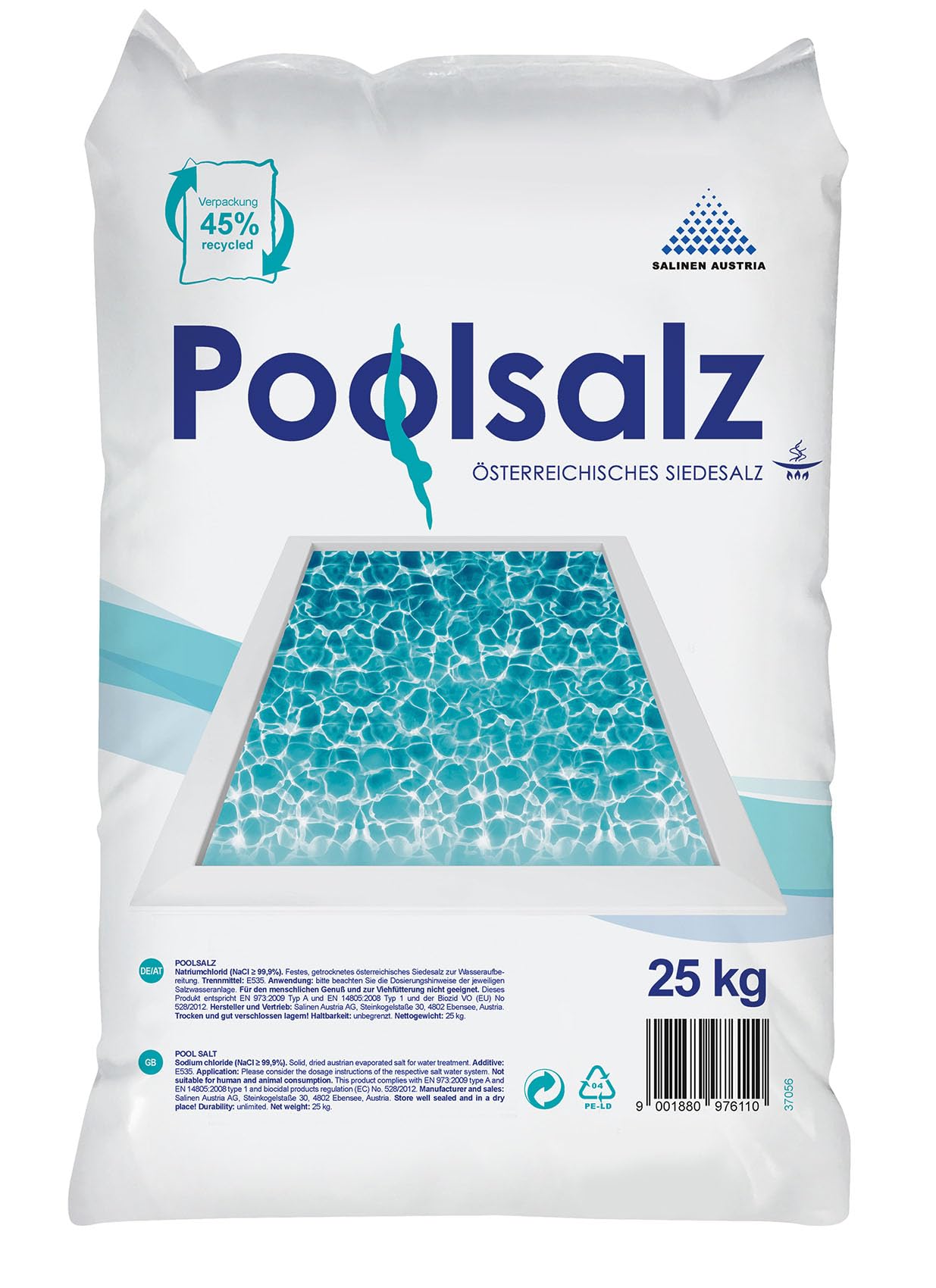 Salinen Austria 25 kg Poolsalz Siedesalz Pool Chlorgenerator Salzwasser Elektrolyse
