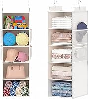 Vista 1 de Extra Deep Hanging Closet Organizers and Storage, 5-Tier Closet Hanging Organizer with 4 Mesh Pockets, Heavy-Duty Closet Shelves for Clothes and